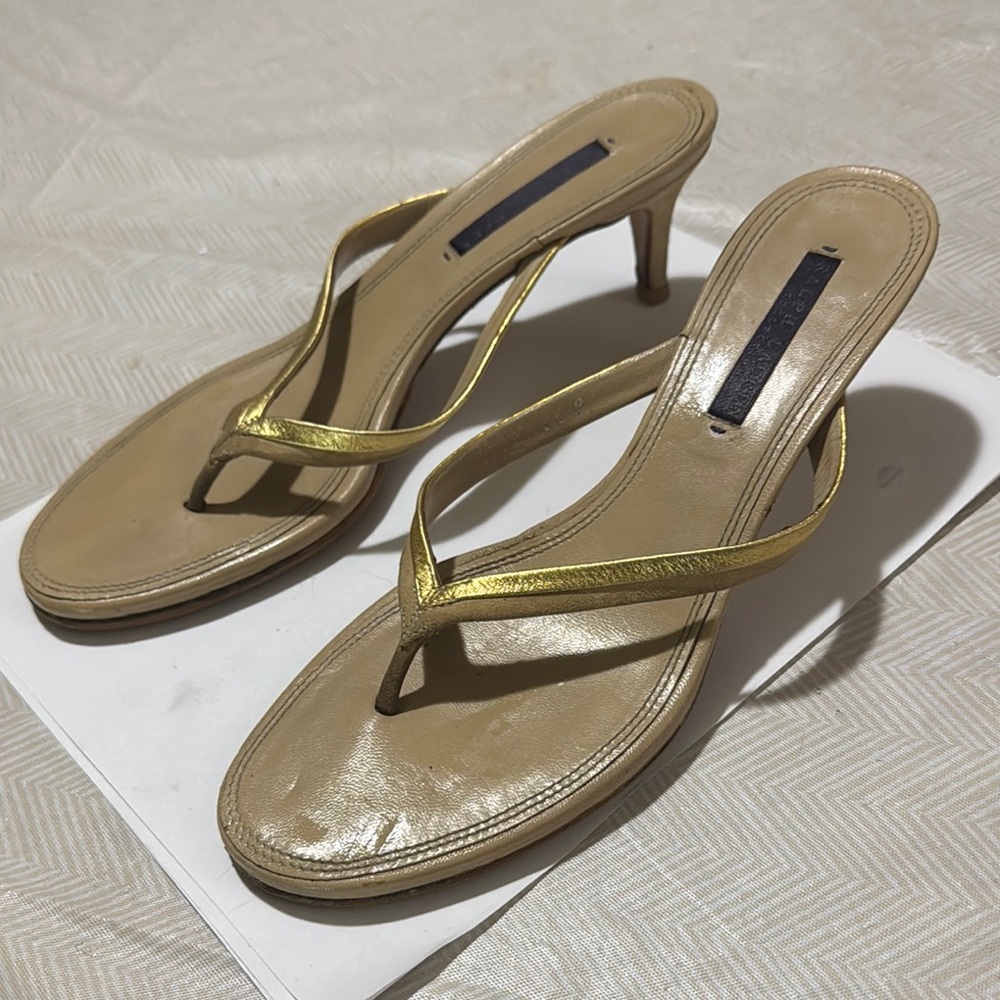 Ralph Lauren Purple Label Gold Sandals Size 8.5